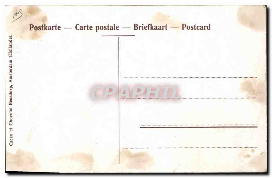 CPA Publicite Cacao et Chocolat Bensdorp Amsterdam Enfants Moulin a vent — Back