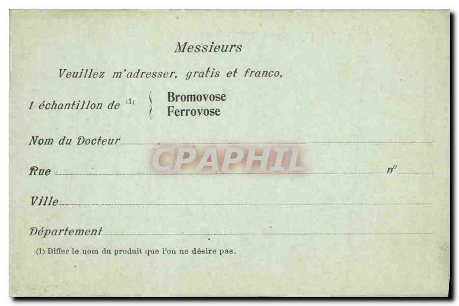 CPA Publicite Laboratoires du Bromovose Rue Amelot Paris 11eme — Verso