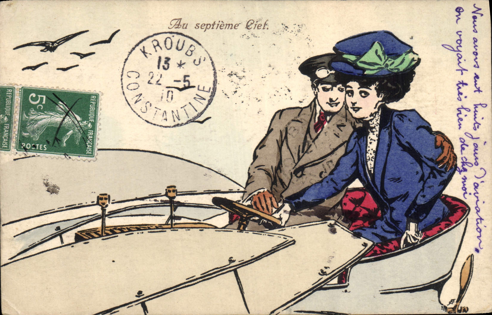 CPA Fantaisie Illustrateur Femme Au septieme Ciel Automobile