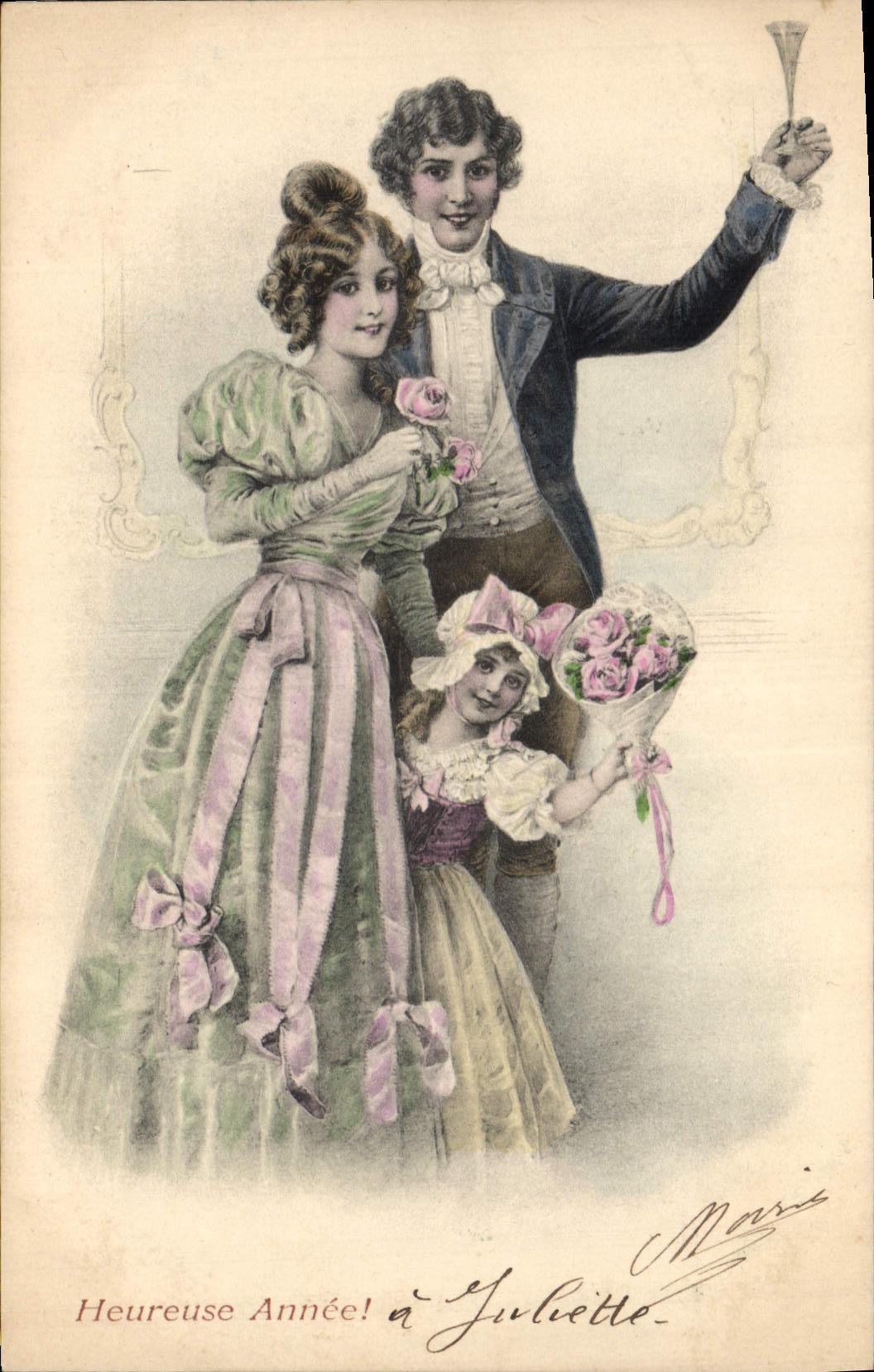 CPA Fantaisie Illustrateur Femme Enfant Champagne