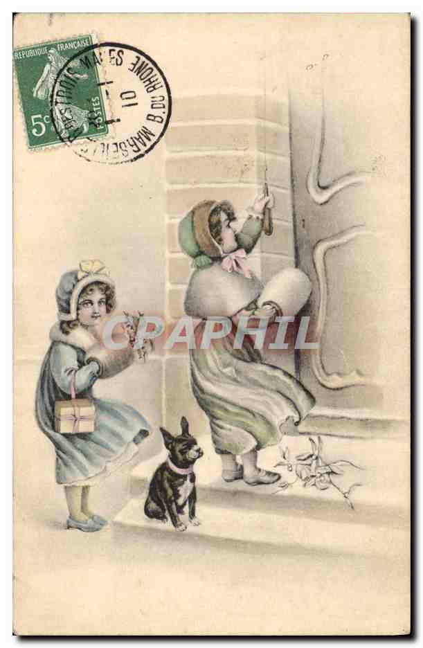 CPA Fantaisie Illustrateur Enfants Chien