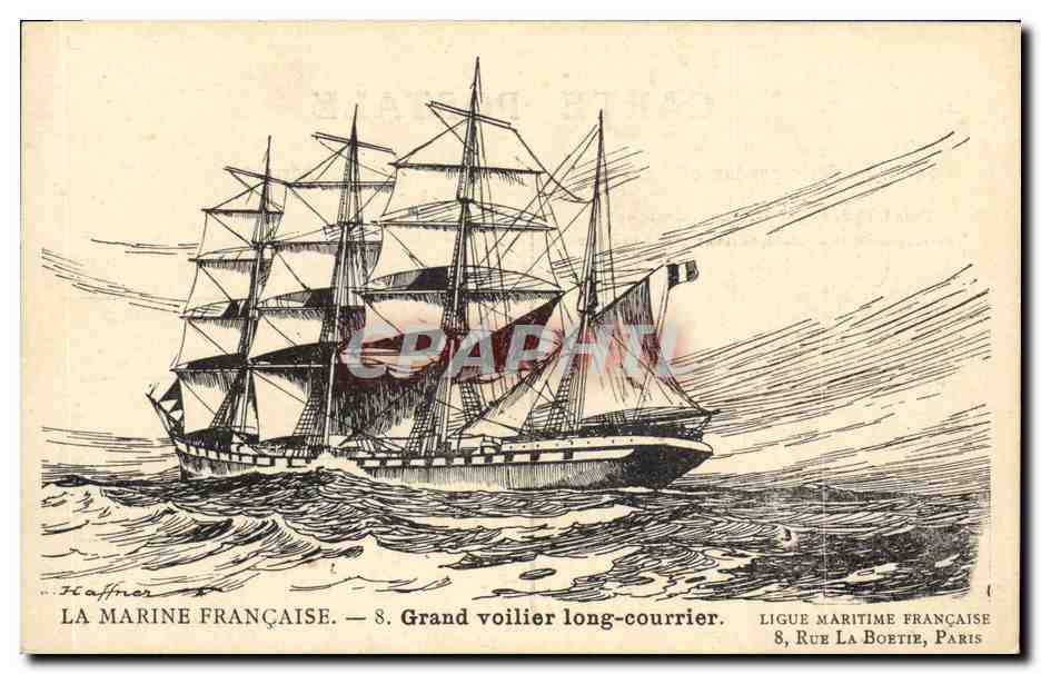 CPA Fantaisie Illustrateur Haffner Bateau Grand voilier long courrier 