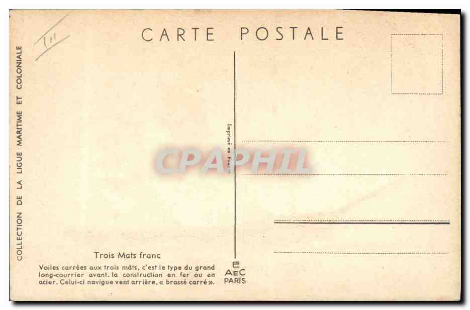 CPA Fantaisie Illustrateur Haffner Bateau Trois Mats Franc  — Rückseite