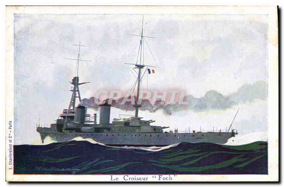 CPA Fantaisie Illustrateur Haffner Bateau Le croiseur Foch 