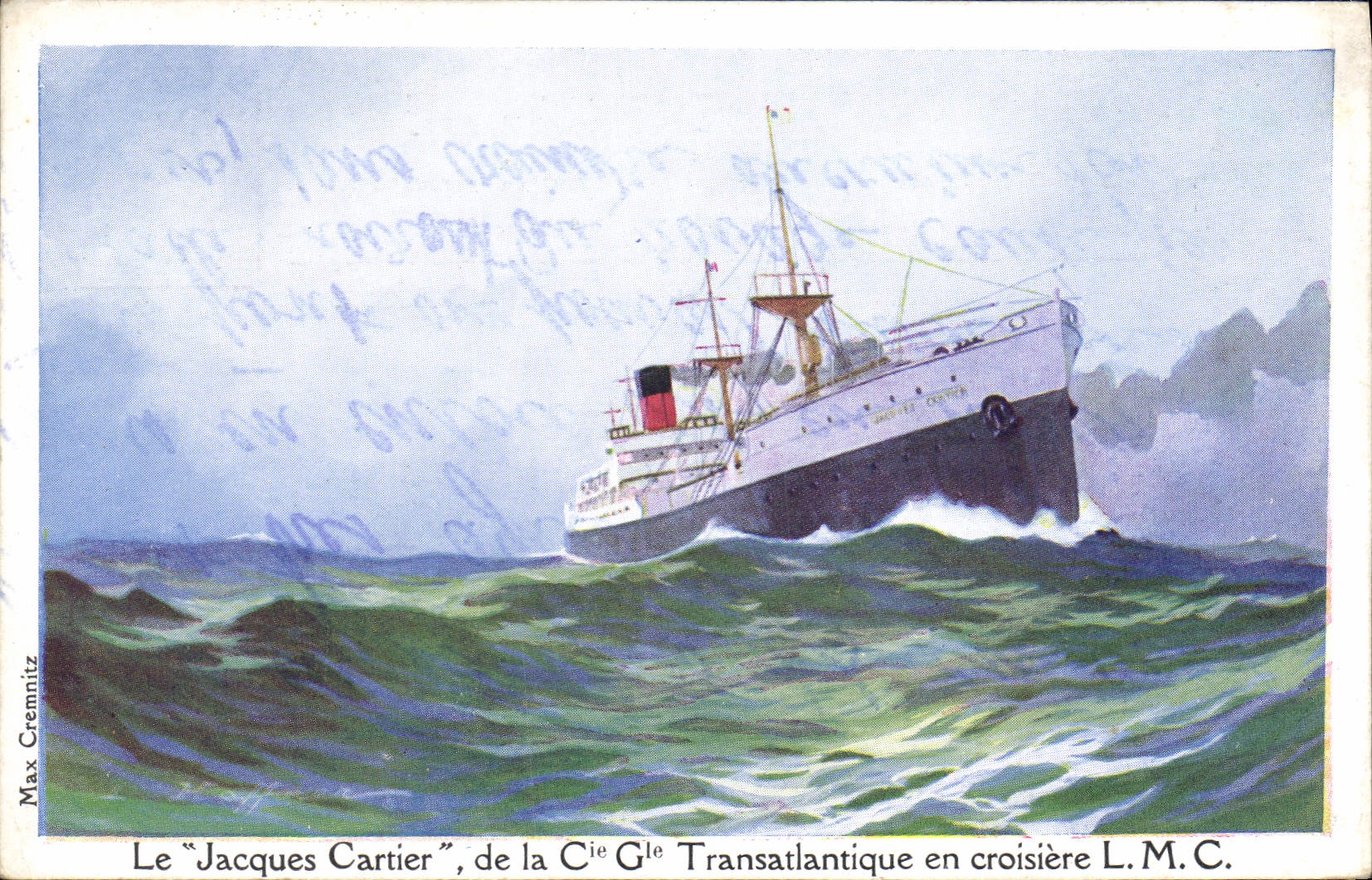 CPA Fantaisie Illustrateur Haffner Bateau Le Jacques Cartier de la Cie Gle Transatlantique en croisiere LMC 