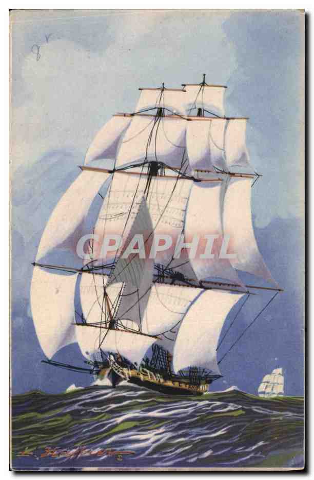 CPA Fantaisie Illustrateur Haffner Bateau La Chasse 1er Empire 