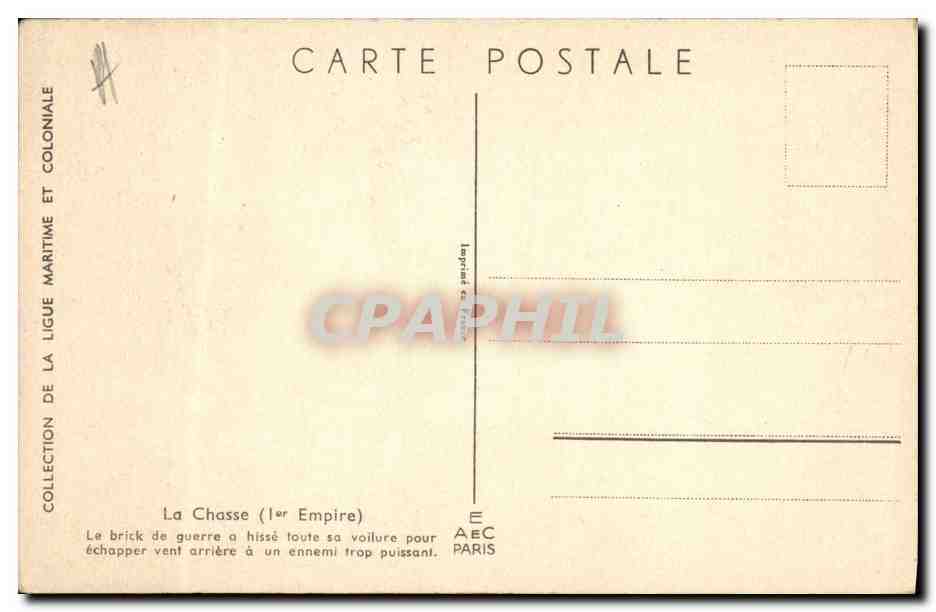 CPA Fantaisie Illustrateur Haffner Bateau La Chasse 1er Empire  — Rückseite