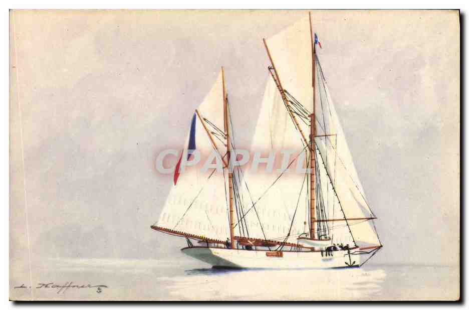 CPA Fantaisie Illustrateur Haffner Bateau Yacht Encalmine 