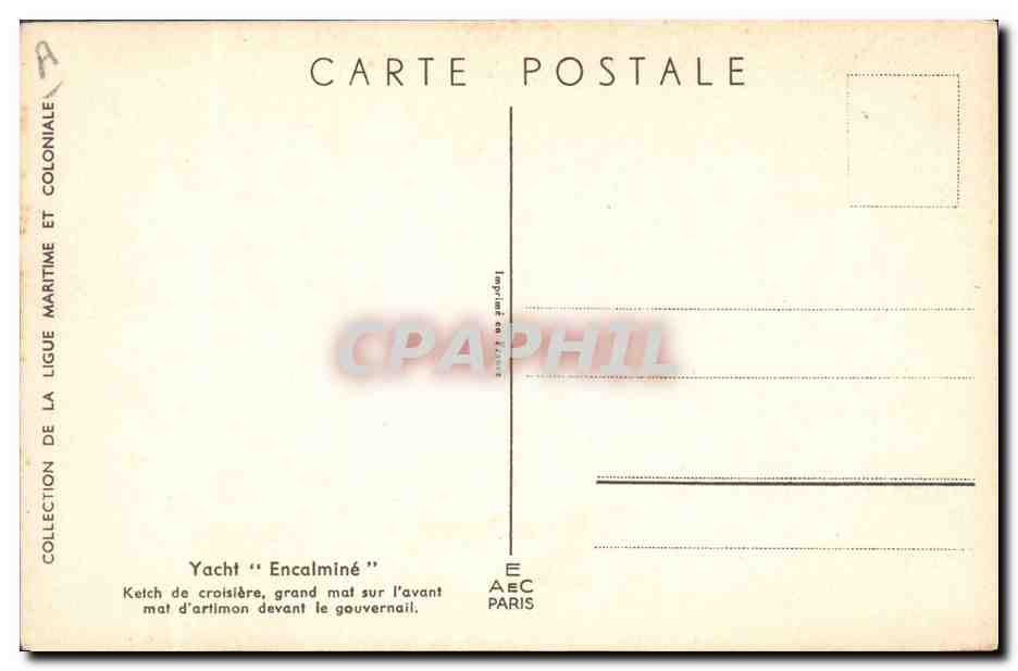 CPA Fantaisie Illustrateur Haffner Bateau Yacht Encalmine  — Rückseite