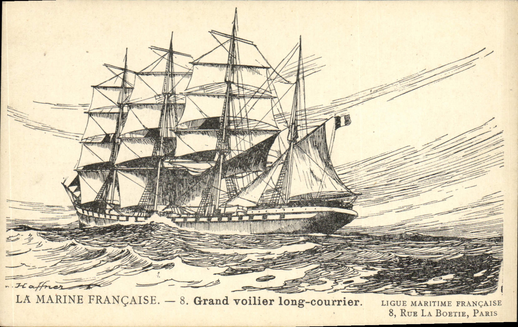 CPA Fantaisie Illustrateur Haffner Bateau Grand voilier long courrier 