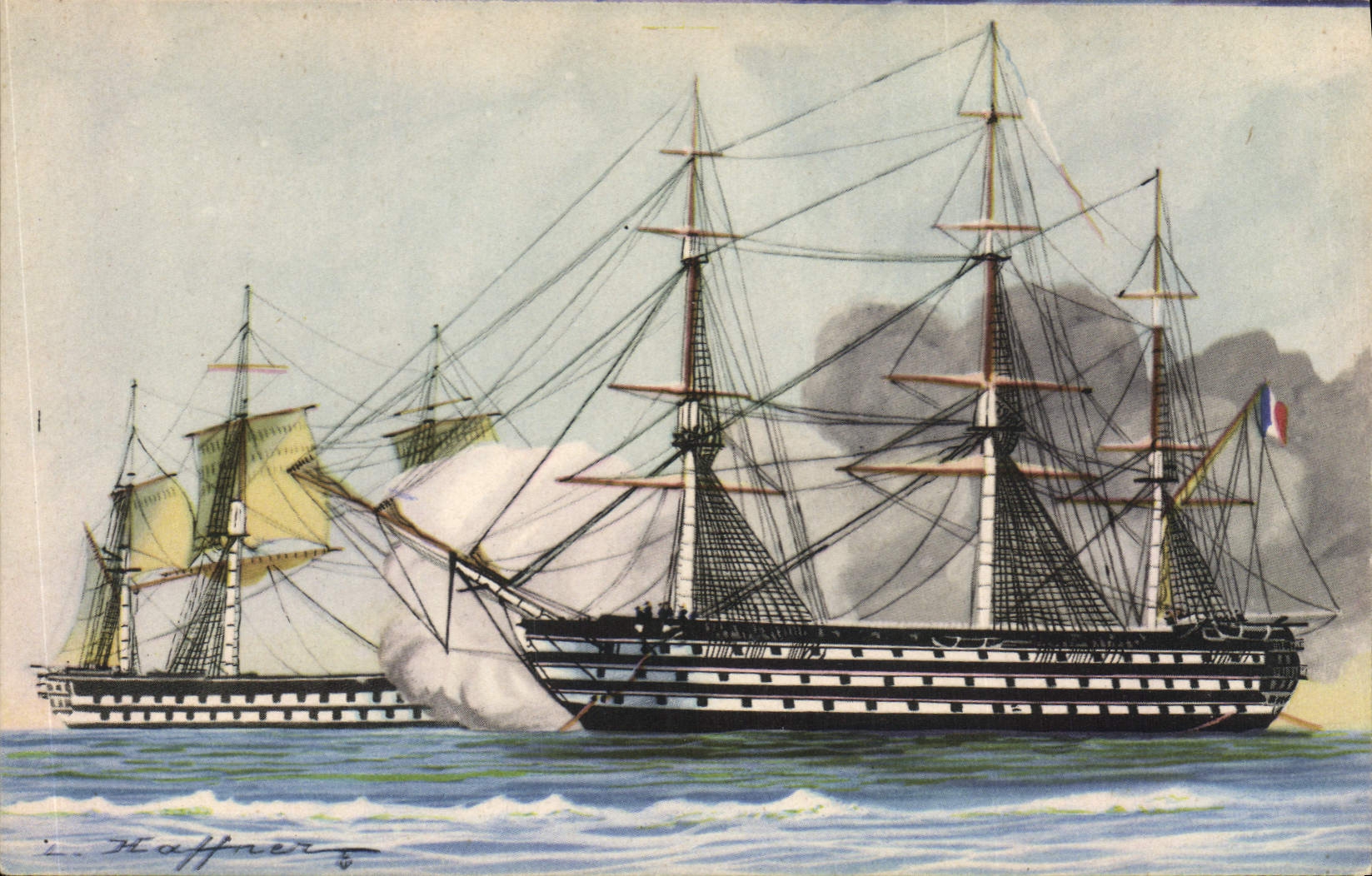 CPA Fantaisie Illustrateur Haffner Bateau Vaisseaux Combat a l'embossage 