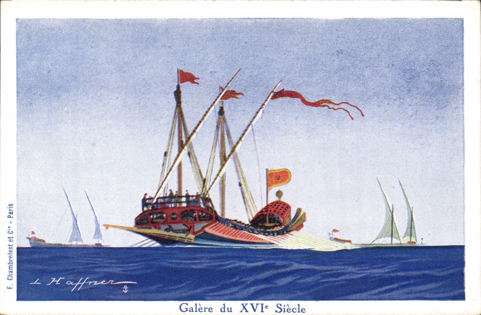 CPA Fantaisie Illustrateur Haffner Bateau Galere du 16eme 