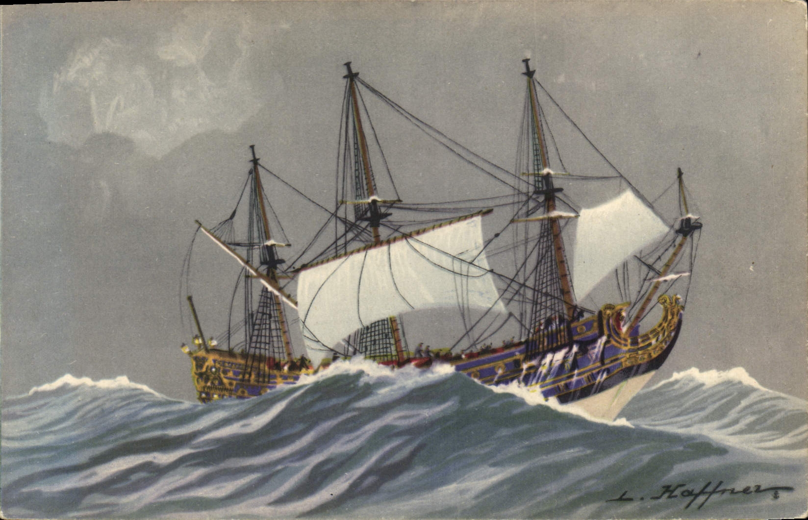 CPA Fantaisie Illustrateur Haffner Bateau Vaisseaux Le Soleil Royal 