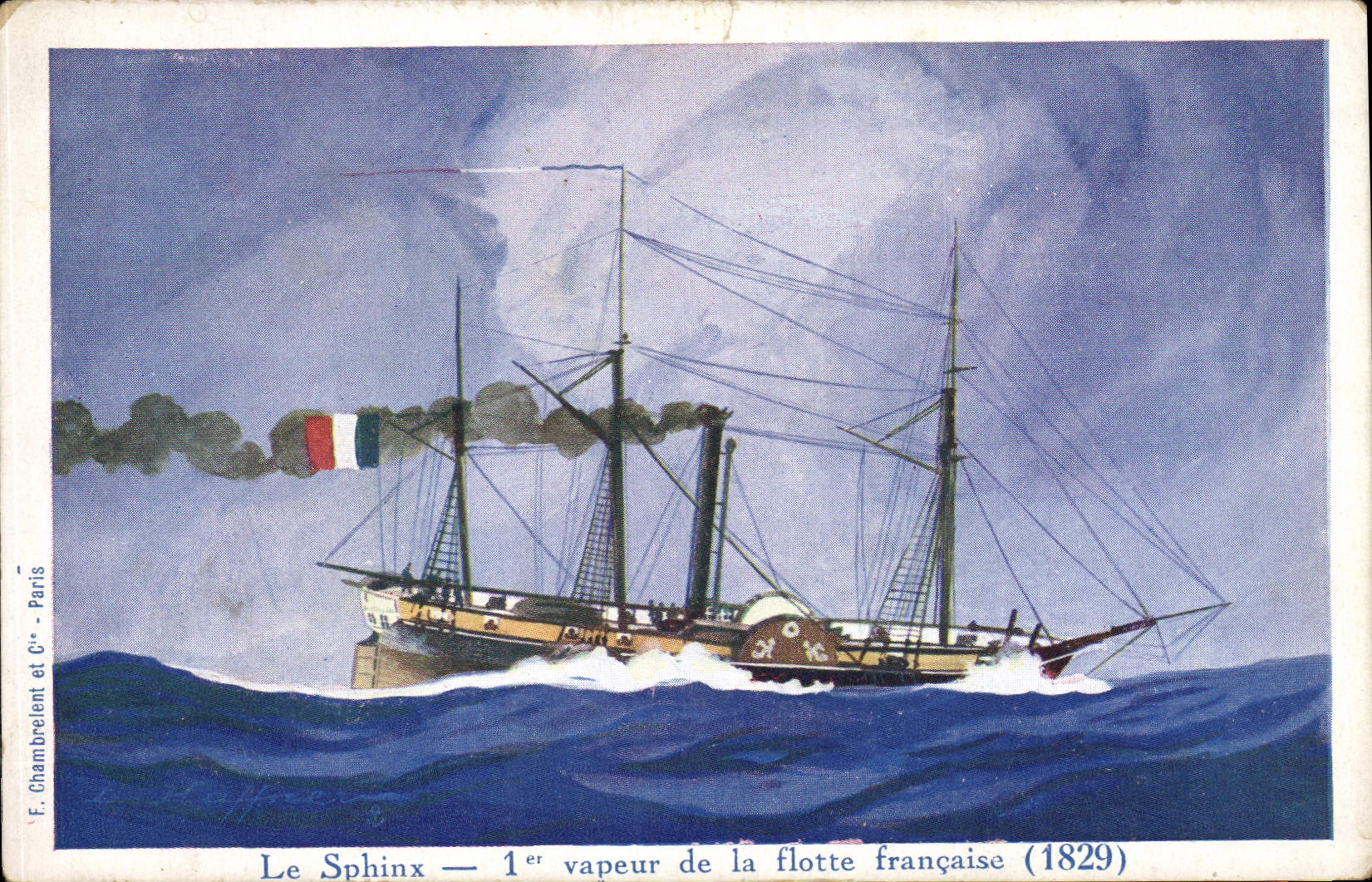 CPA Fantaisie Illustrateur Haffner Bateau Le Sphinx 1er vapeur de la flotte francaise 1829 