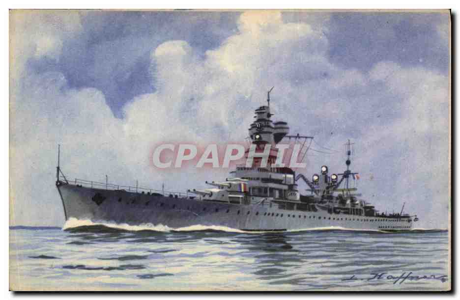 CPA Fantaisie Illustrateur Haffner Bateau Croiseur de 1ere classe Algerie 