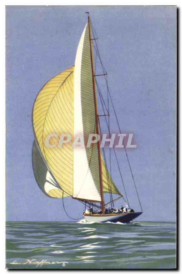 CPA Fantaisie Illustrateur Haffner Bateau Yacht de la grande classe courant vent arriere 