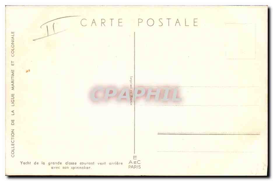 CPA Fantaisie Illustrateur Haffner Bateau Yacht de la grande classe courant vent arriere  — Rückseite