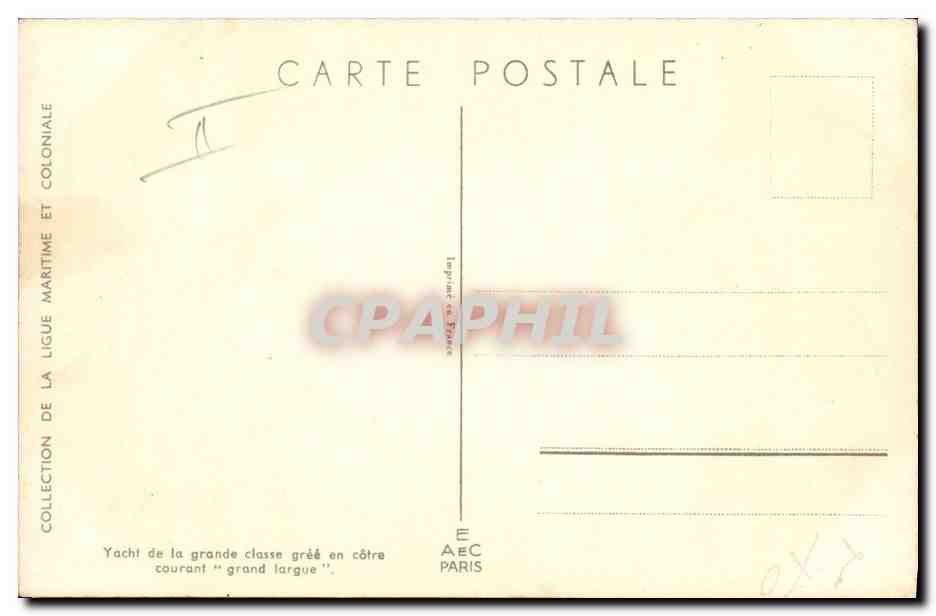 CPA Fantaisie Illustrateur Haffner Bateau Yacht de la grande classe gree en cotre courant grand largue  — Rückseite