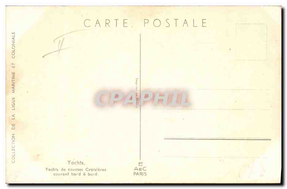 CPA Fantaisie Illustrateur Haffner Bateau Yachts de course Croisieres courant bord a bord  — Rückseite