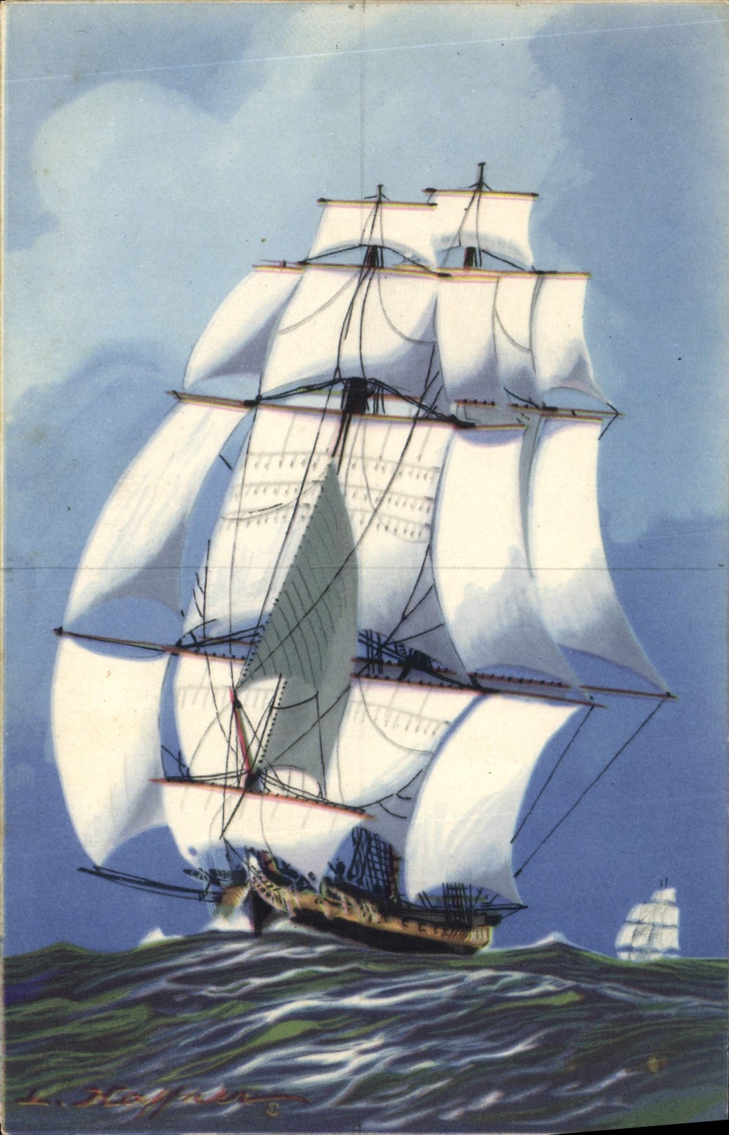CPA Fantaisie Illustrateur Haffner Bateau La Chasse 1er Empire 