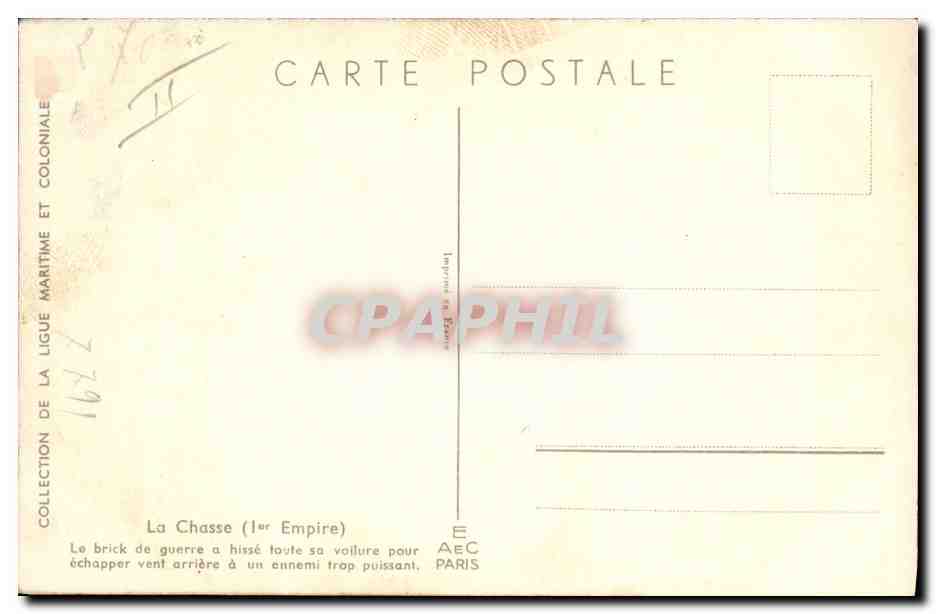 CPA Fantaisie Illustrateur Haffner Bateau La Chasse 1er Empire  — Rückseite