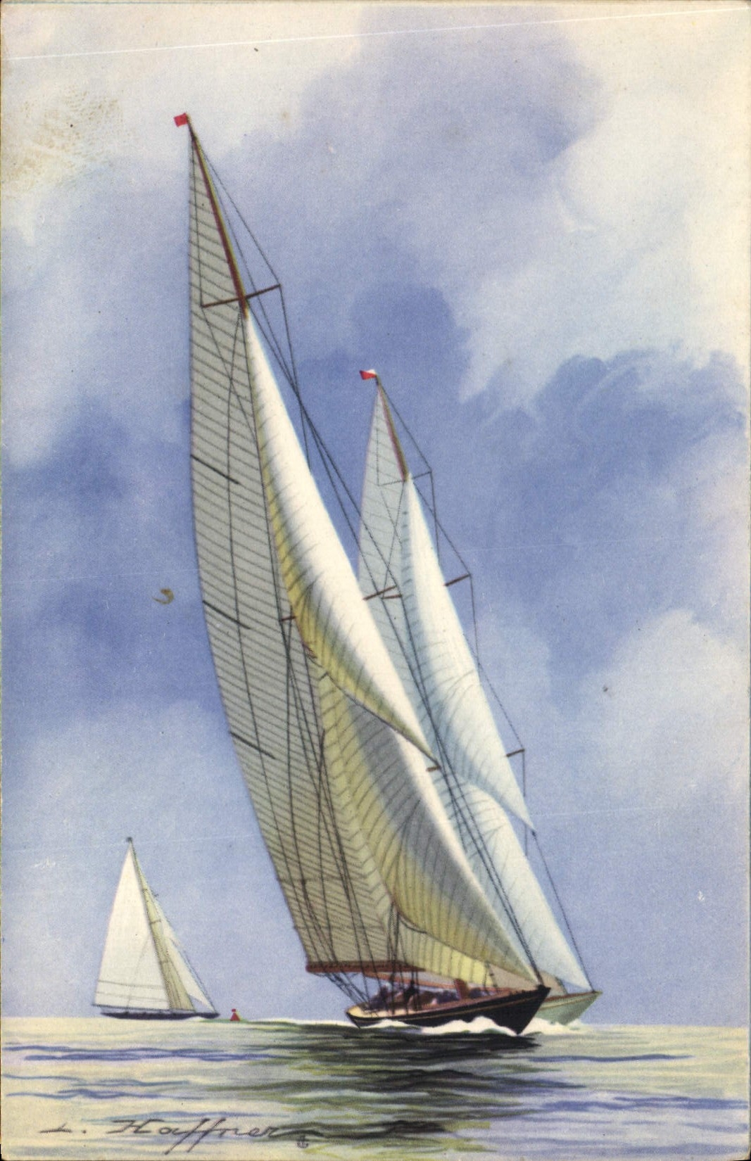 CPA Fantaisie Illustrateur Haffner Bateau Yachts de la grande classe au plus pres 