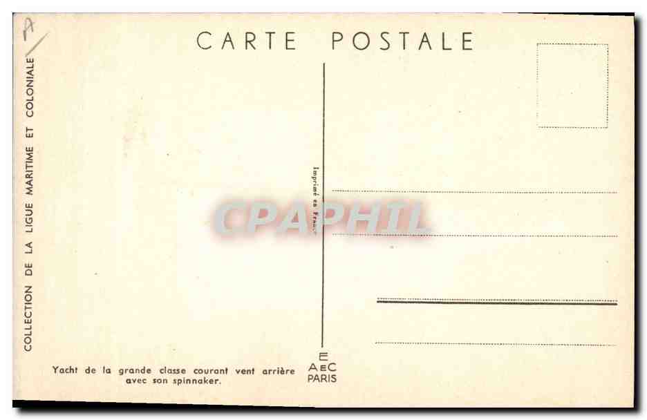 CPA Fantaisie Illustrateur Haffner Bateau Yacht de la grande classe courant vent arriere avec son spinmaker  — Rückseite