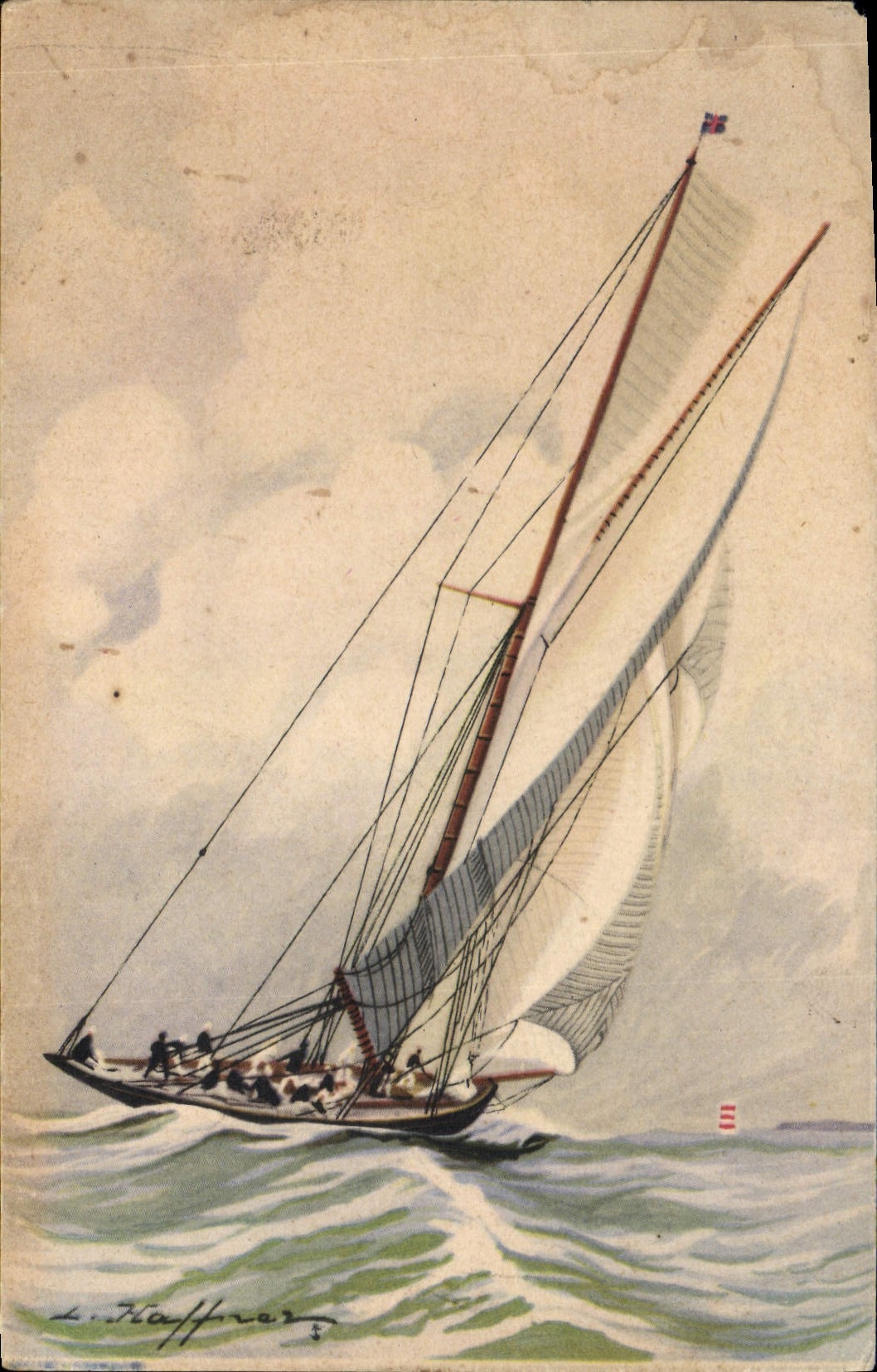CPA Fantaisie Illustrateur Haffner Bateau Yacht de la grande classe 