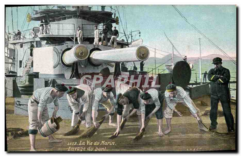 Washing the deck — Life of the Sailor — LVGC n°2615