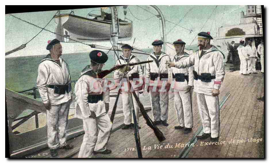 CPA Militaria La vie du Marin Exercice de pointage 