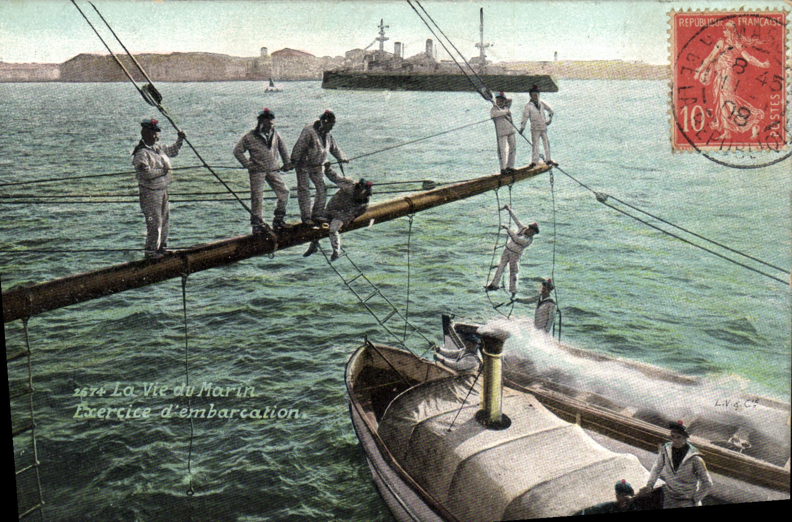 Boat Embarkation Exercise — The Life of the Sailor — publisher L.N. & Cie, no. 2574