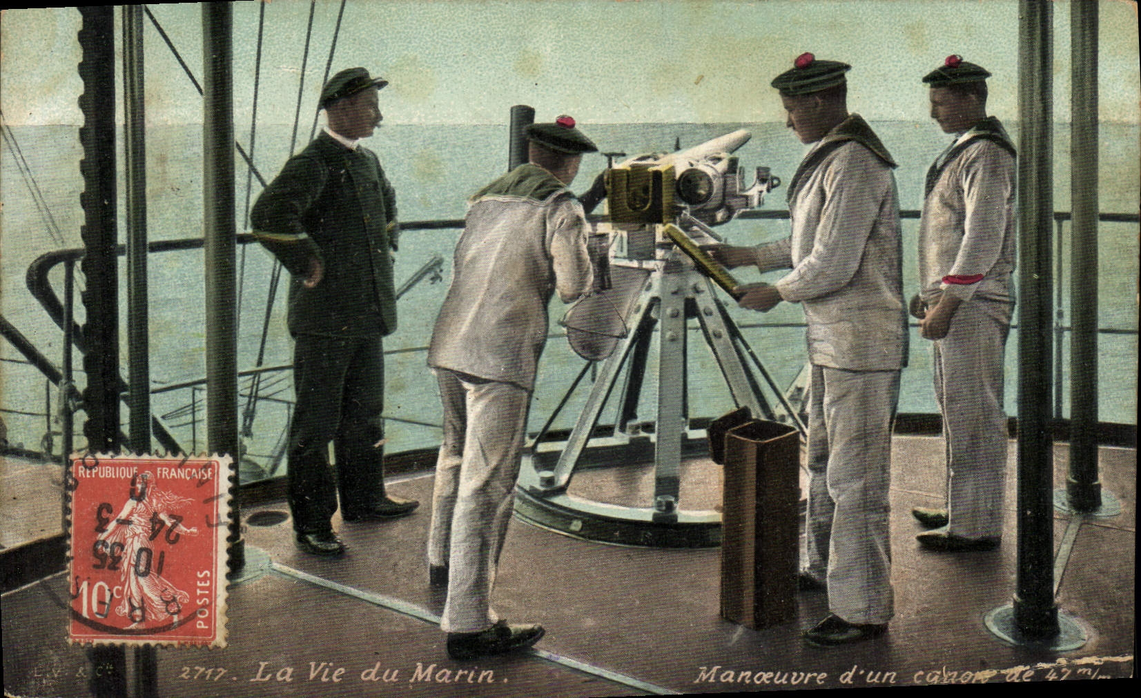 Manöver eines 47-mm-Kanons — Das Leben des Seemanns — Verlag Vasselier, Nr. 2717