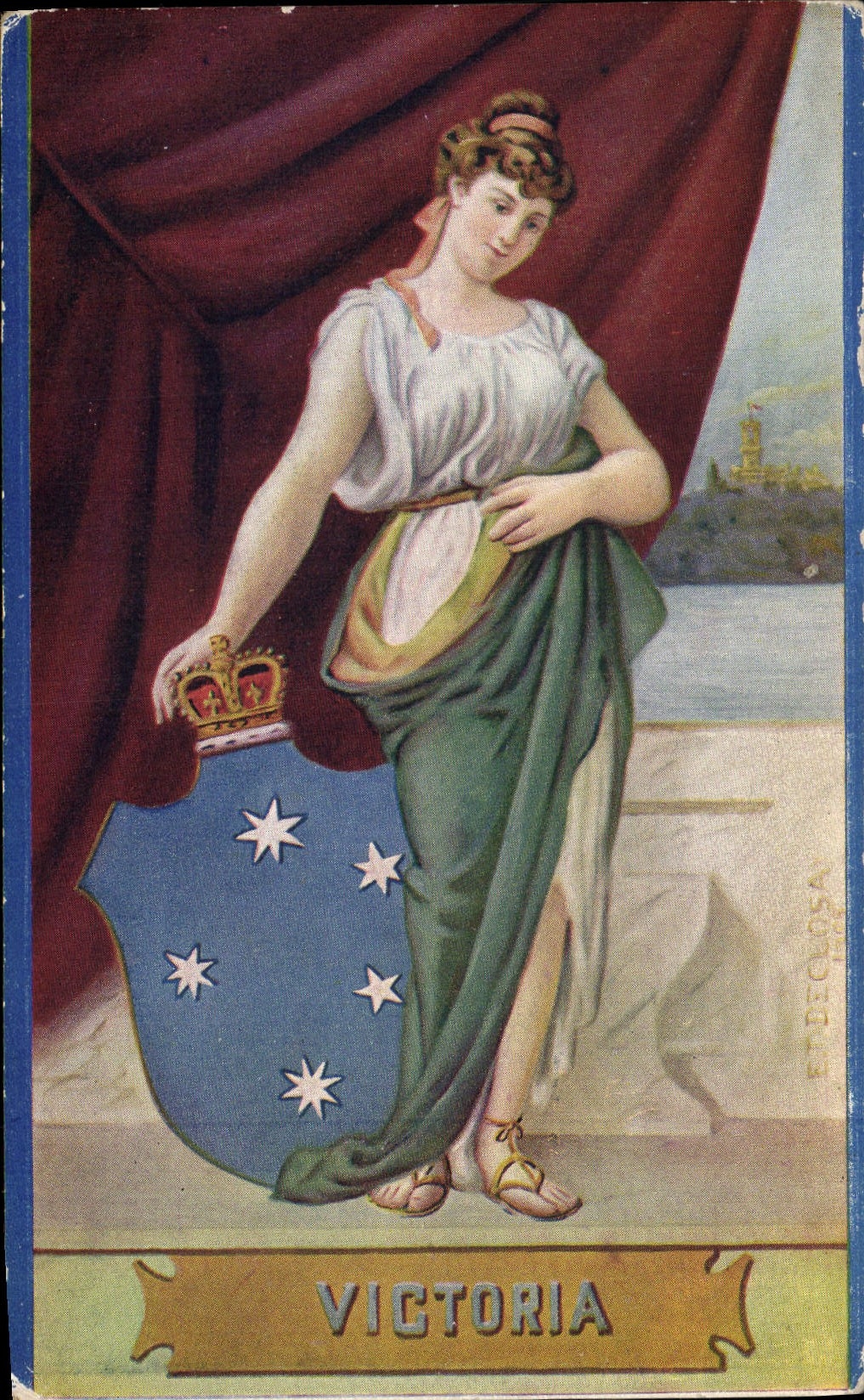 CPA Drapeau Femme Victoria Australie Australia
