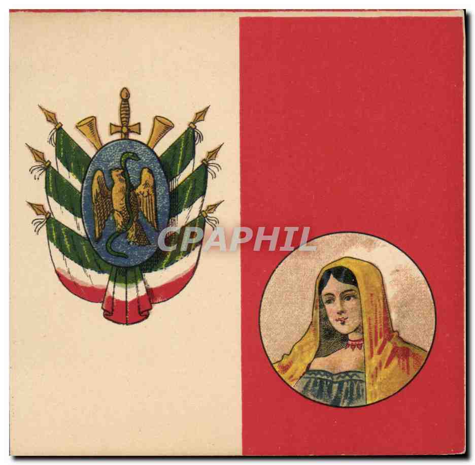CPA Drapeau Femme Mexique Mexico