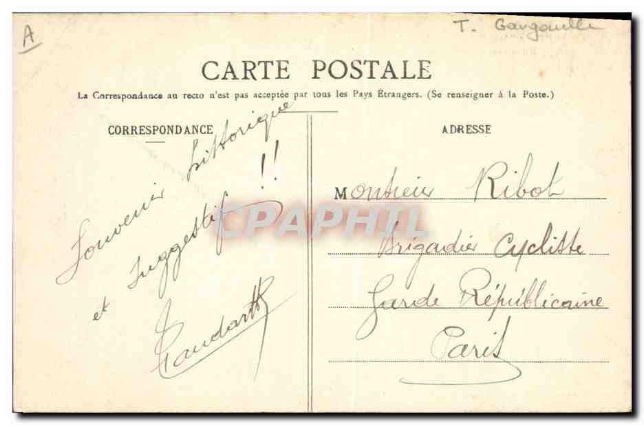 CPA Villefranche sur Saone Gargouille de l'eglise ND des Marais  — Verso