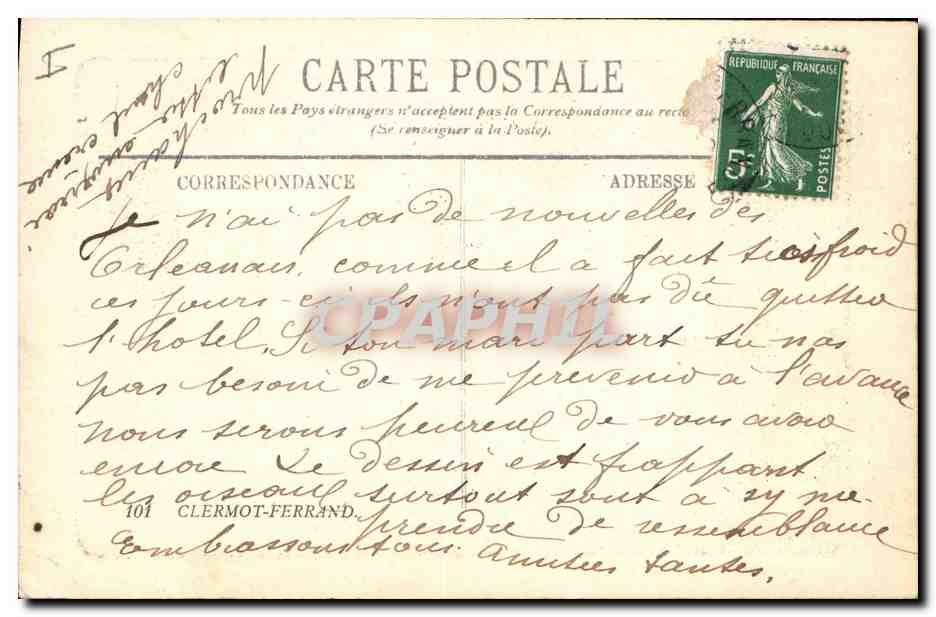 CPA Horloge Clermont Ferrand Le Jacquemart de la cathedrale — Verso