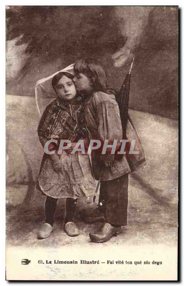 CPA Folklore Limousin Enfants