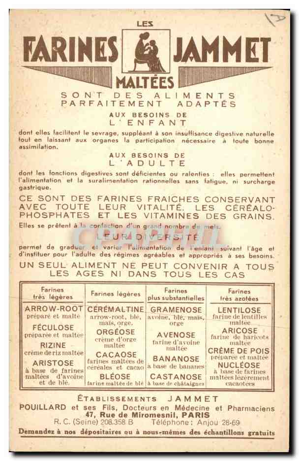 CPA Folklore Le Limousin Farines Jammet  — Verso