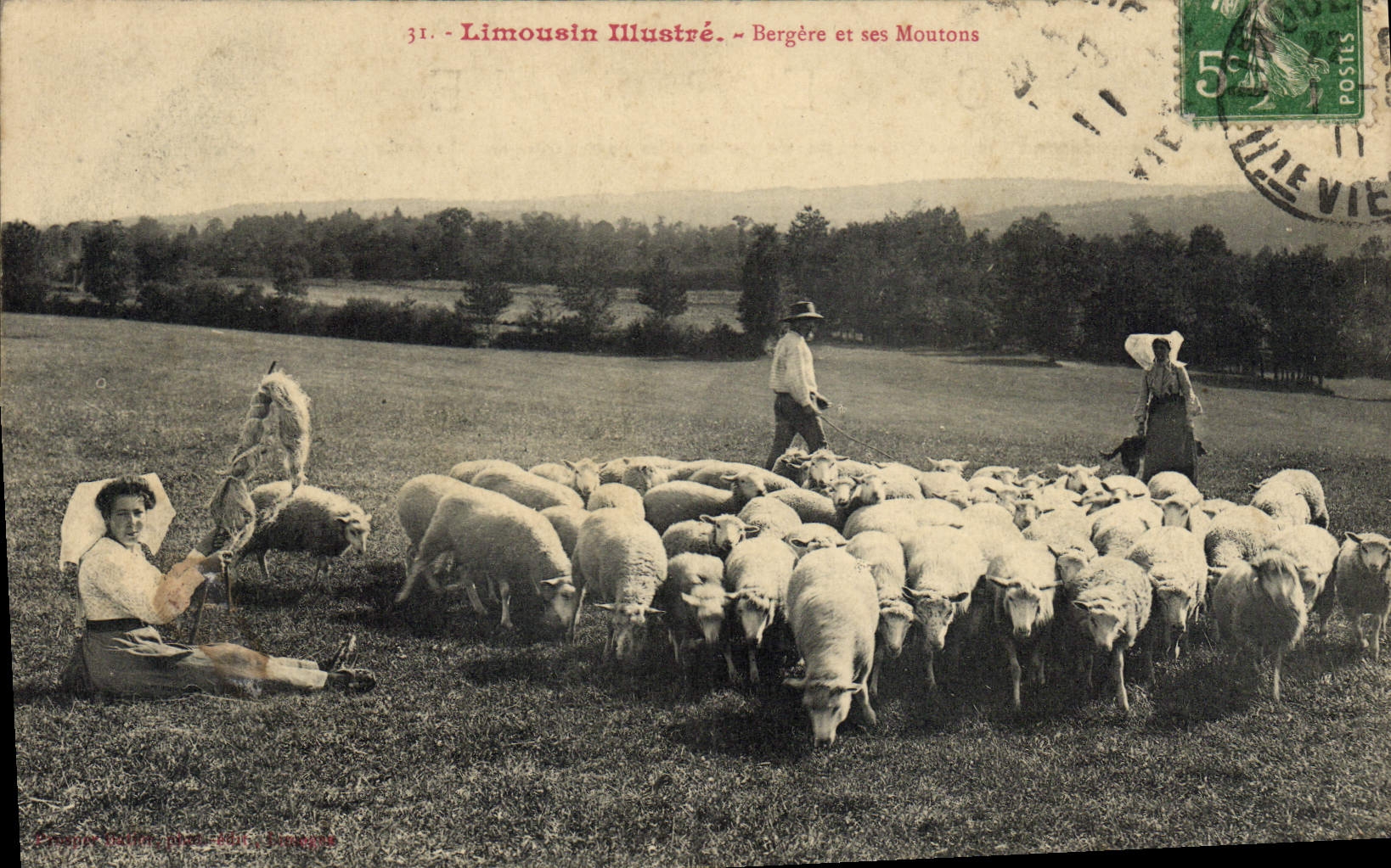 CPA Folklore Limousin Bergere et ses moutons