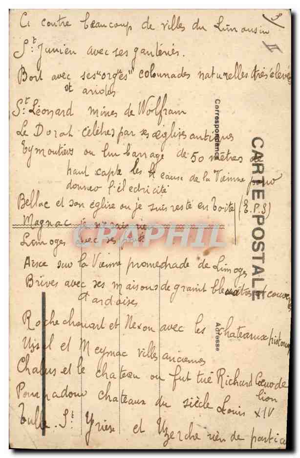 CPA Folklore Limousin Enfant — Verso
