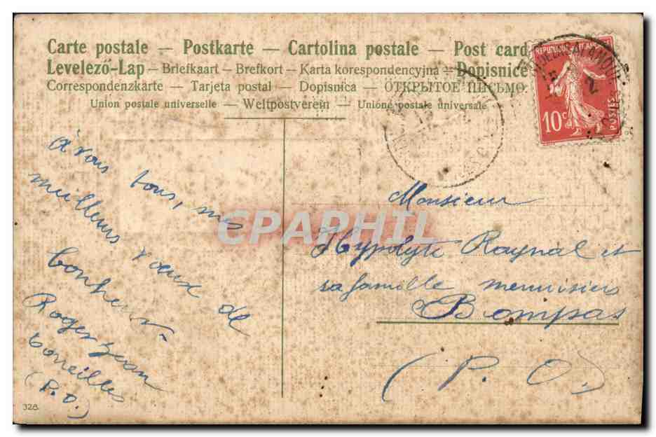 CPA Fantaisie Fleurs Hirondelle — Rückseite