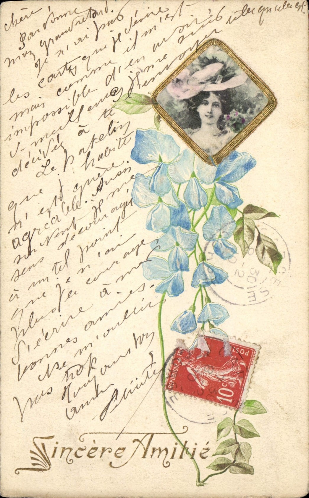 CPA Fantaisie Fleurs Femme