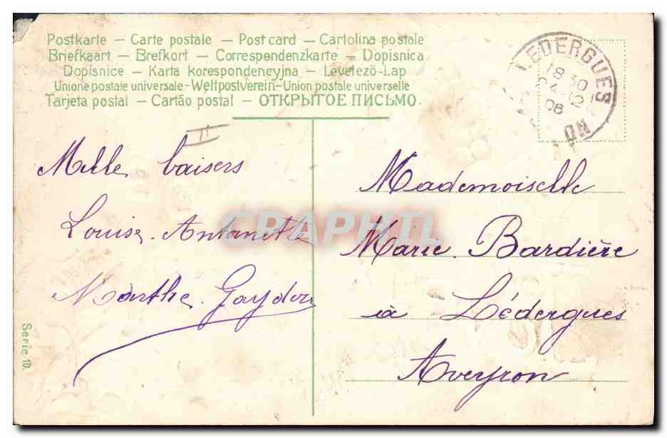 CPA Fantaisie Fleurs Houx Noel — Back