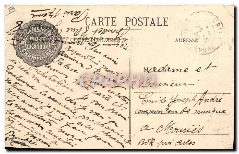CPA Folklore Vigne Vin Vendanges Champagne Moet & Chandon Les vendanges a Saran — Verso