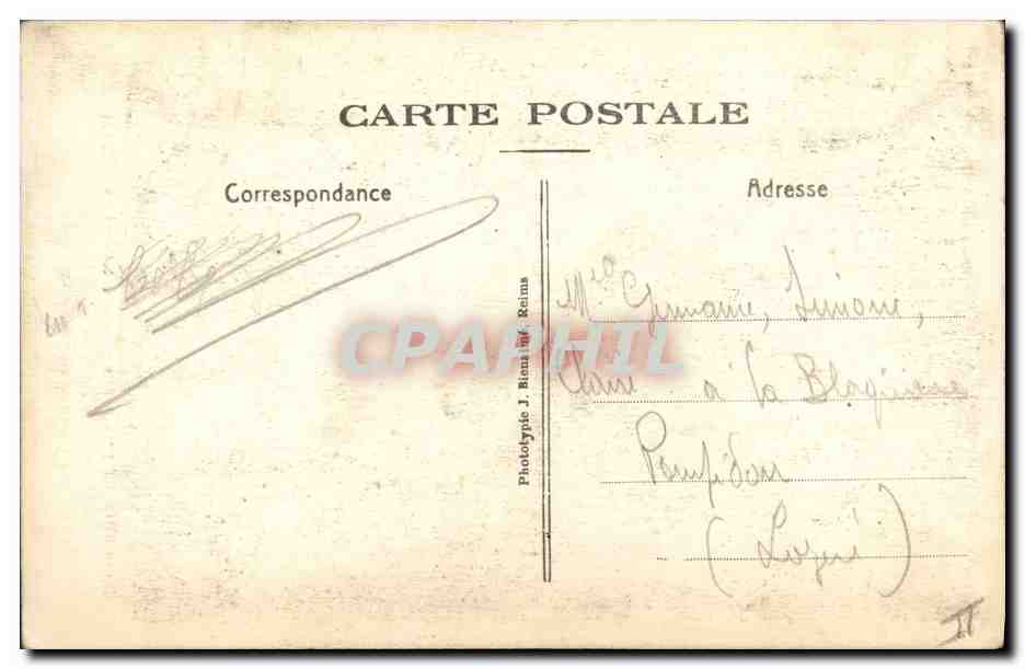 CPA Folklore Vigne Vin Vendanges Champagne Caves Ruinart Pere & Fils Rue des Crayeres Reims Rheims Escalier et grille des crayeres Nicolas & Edmond Bouteilles sur pupitres — Rückseite