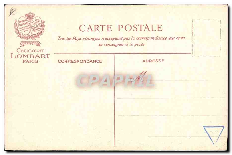 CPA Publicite Chocolat Lombart Les quatre coins  — Verso
