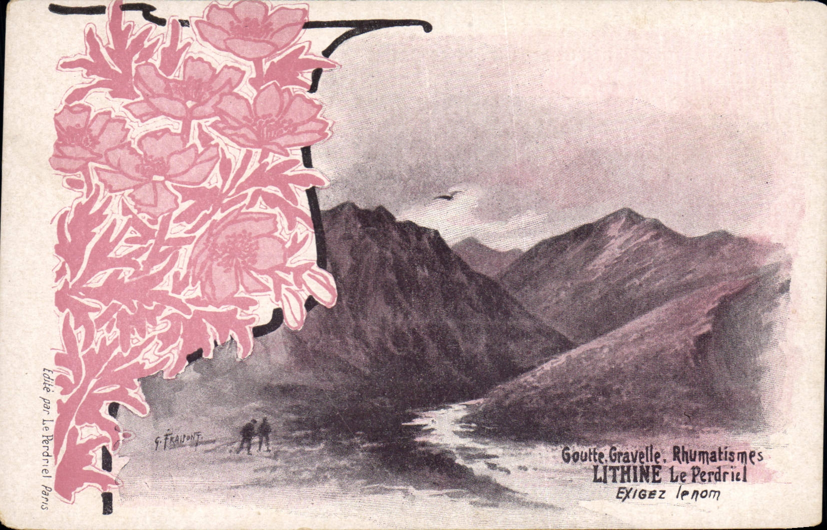 CPA Publicite Goutte Gravelle Rhumatismes Lithine Le Perdriel 
