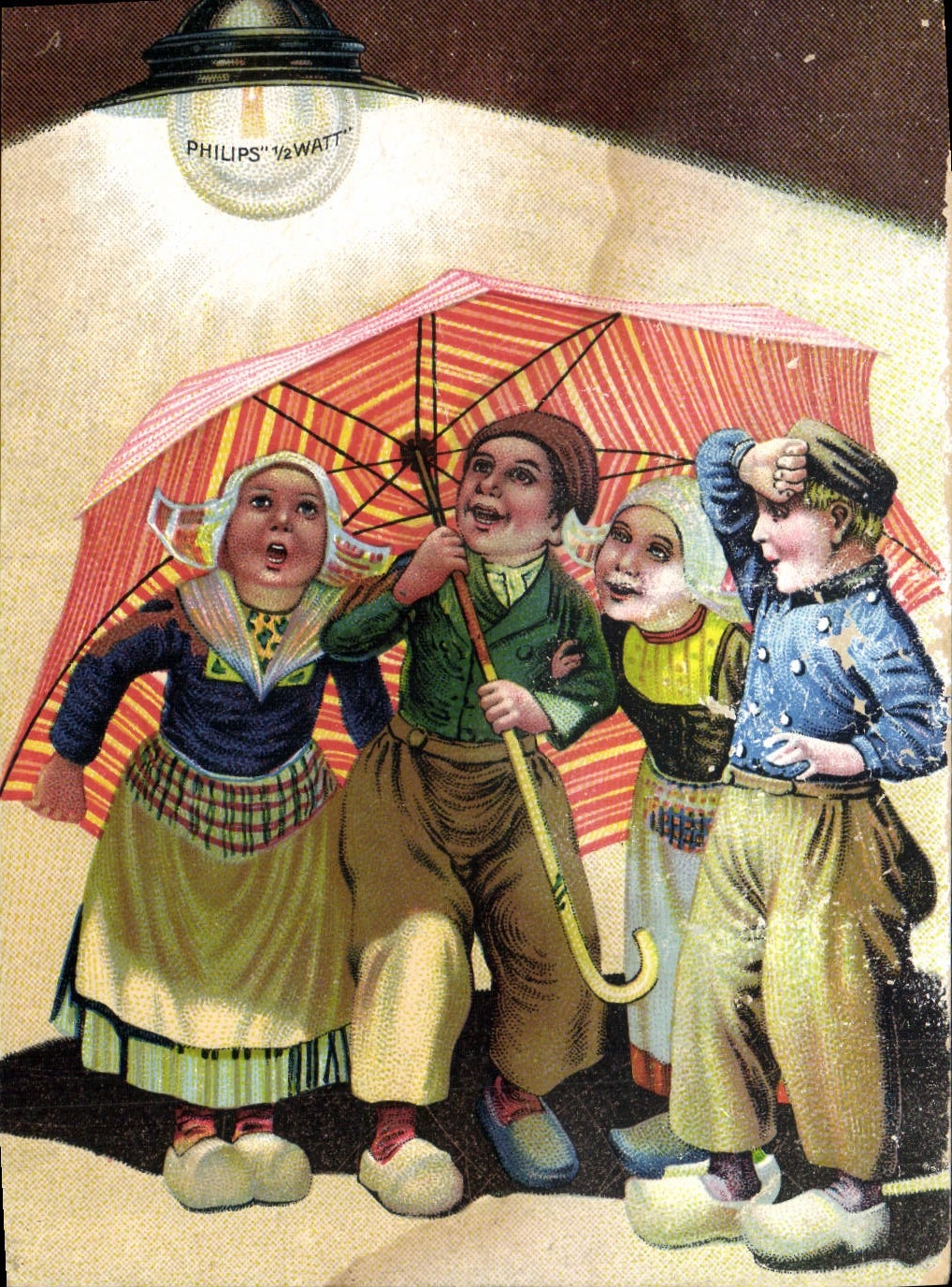CPA Publicite Ampoules Philips Enfants Folklore