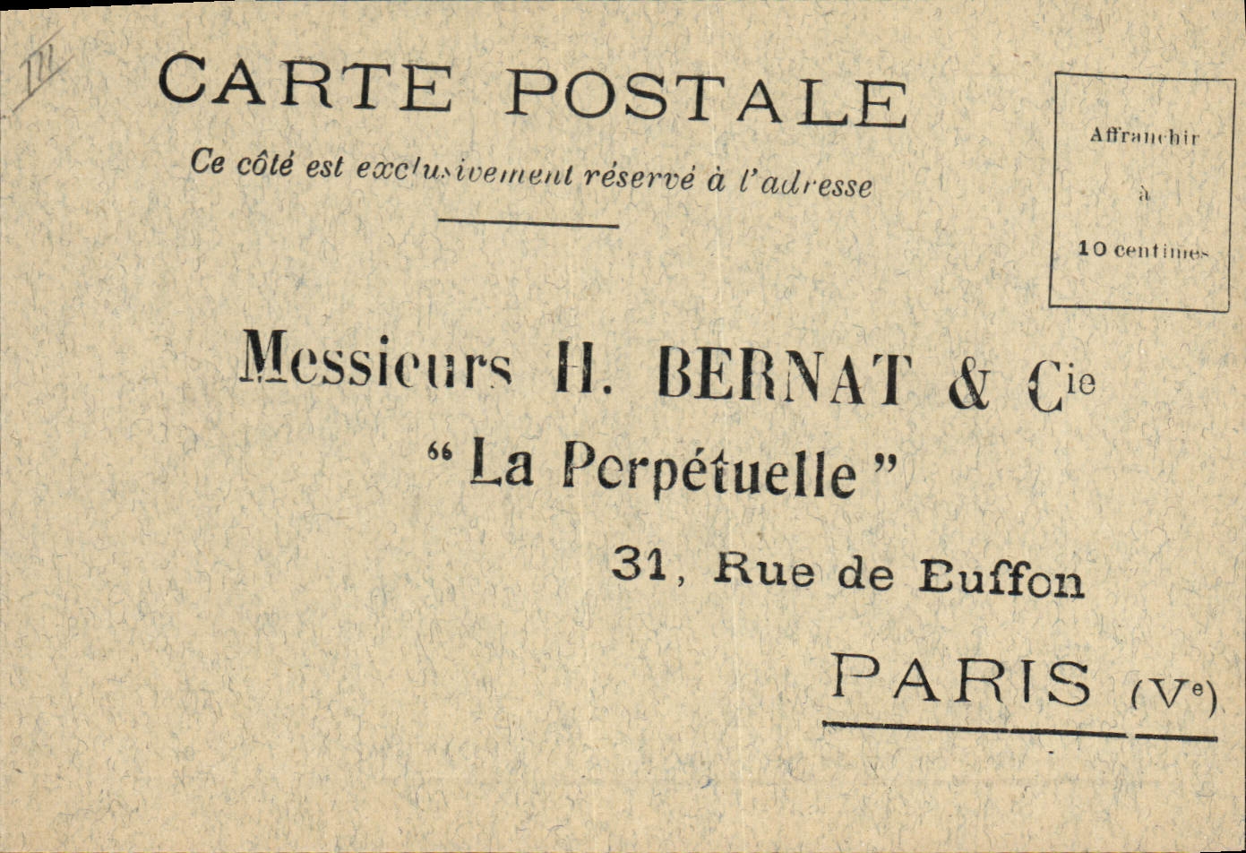 CPA Publicite Bernat La Perpetuelle Rue de Buffon Paris 