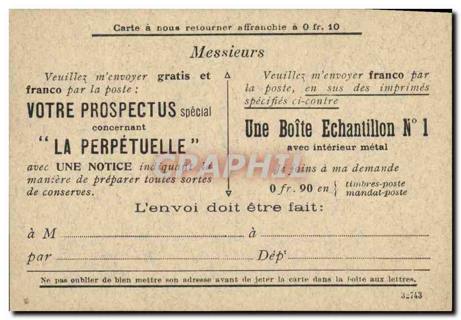 CPA Publicite Bernat La Perpetuelle Rue de Buffon Paris  — Rückseite